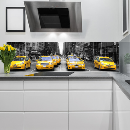 Panel szklany z motywem nowojorskich żółtych taksówek